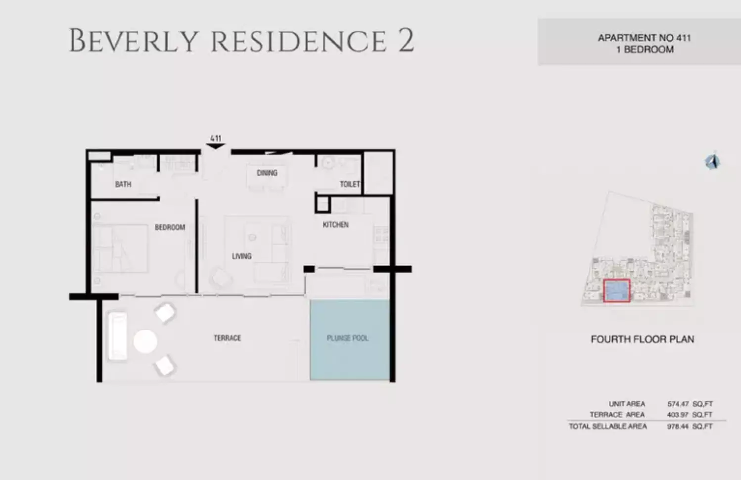 Beverly Residence Phase 2 By HMB Type 21, 1 bed